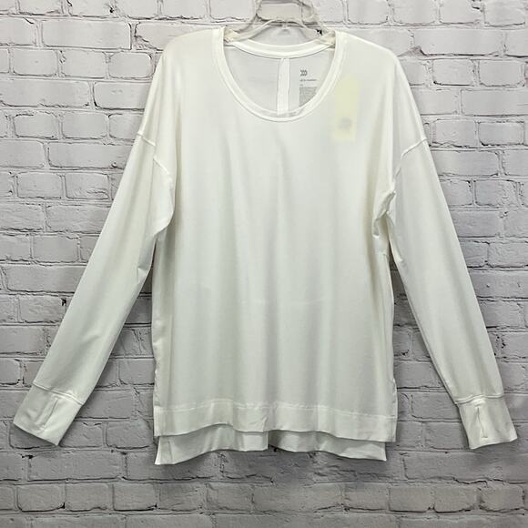 All in Motion Pullover Top Women's Size XXL White Athleisure Thumb Hole Relaxed - Picture 1 of 10